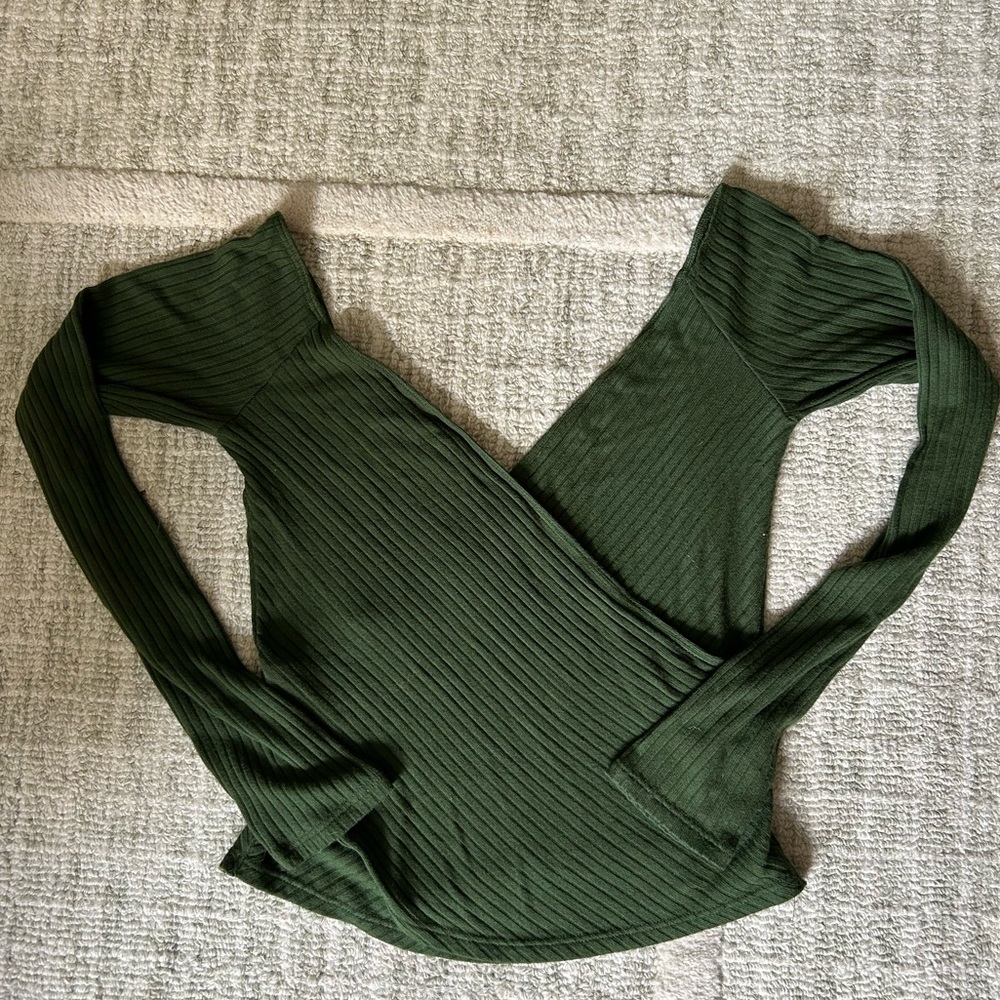 Reformation ribbed faux wrap too